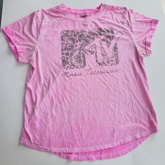 MTV Tops - MTV Pink Tie Dye Graphic Tee Top